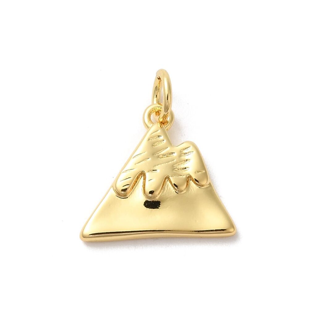 9735 10 pcs Triangle Mountain Theme Brass Charms Real 18K Gold Plated